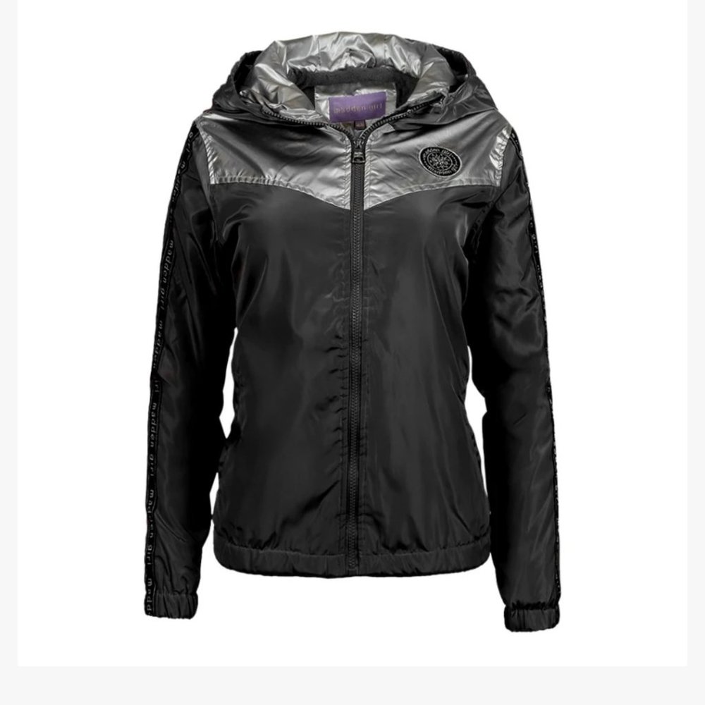 Madden Girl Lightweight Jacket Black & Sil…